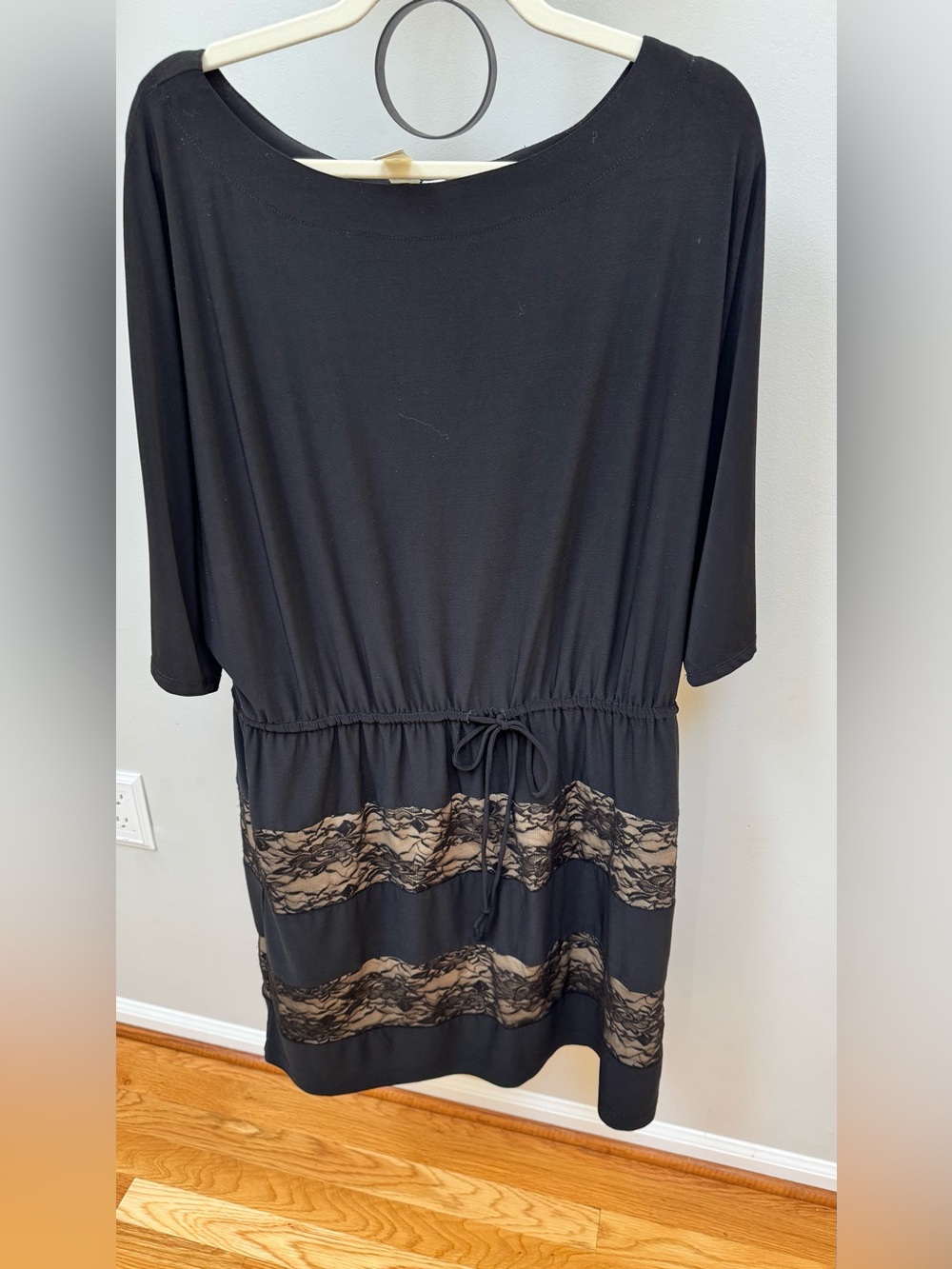 Emma & Michele Black Dress with Beige Lace Insets